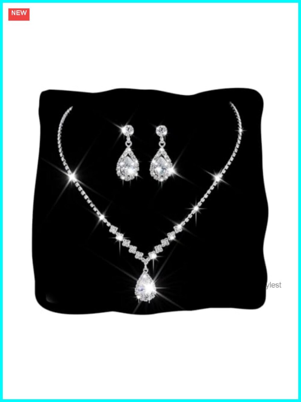 Crystal Rhinestone Necklace Earrings Set Bridal Wedding Prom Jewelry for Women